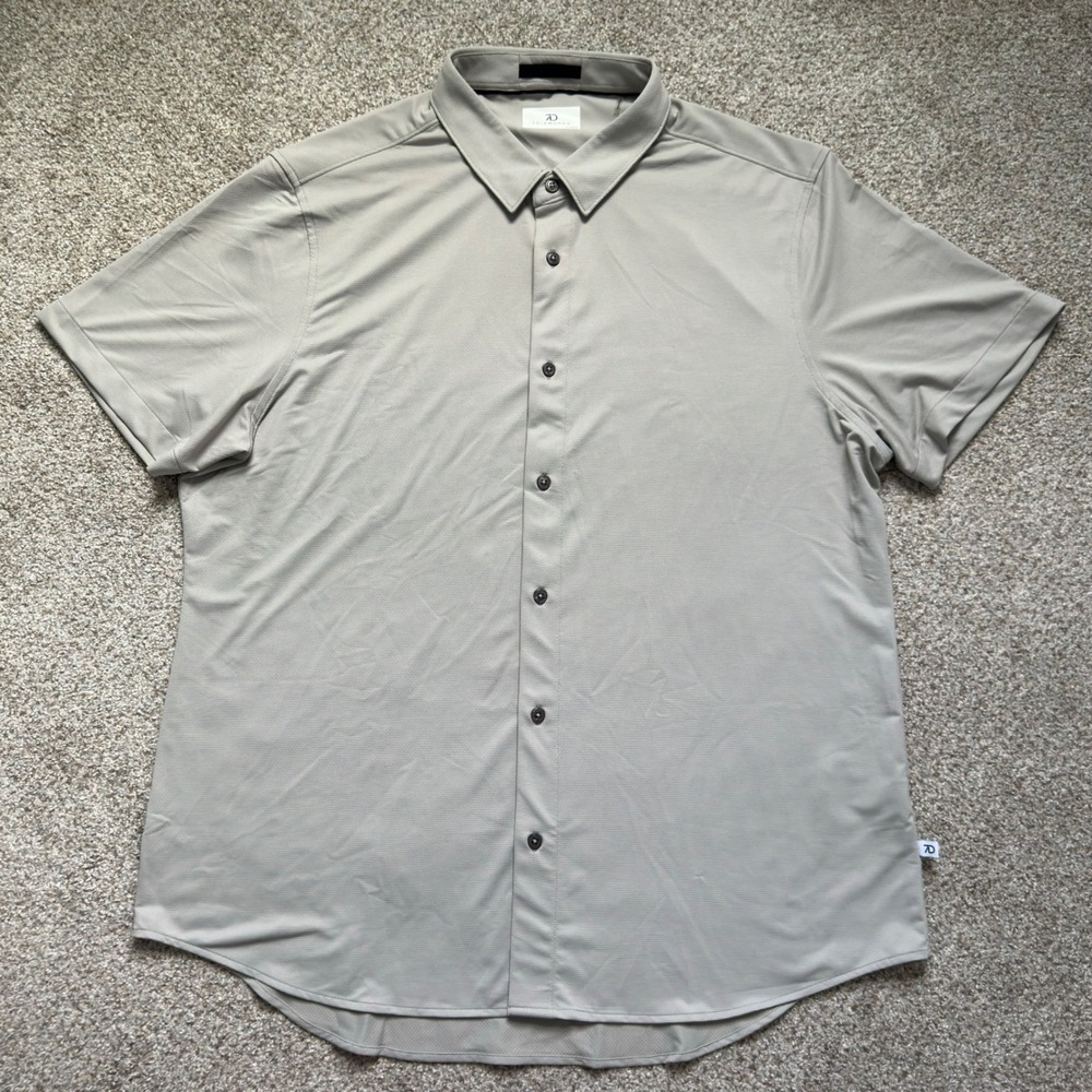 7 Diamonds Owen Button Up Shirt XL Gray Performance Stretch Short Sleeve Casual - Picture 1 of 8